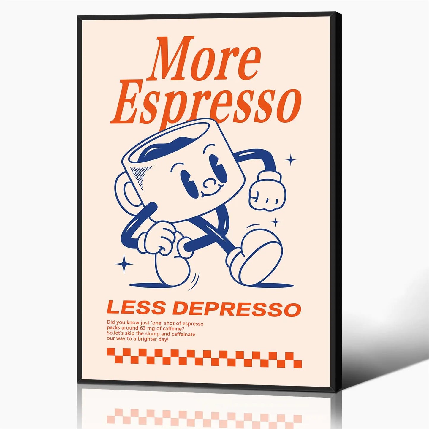 Retro Coffee Wall Art More Espresso Less Depresso Quotes Coffee Bar Print Cute Coffee Poster Wall Art Funky Dorm Apartment Picture Coffee Bar Print 16x24in Framed