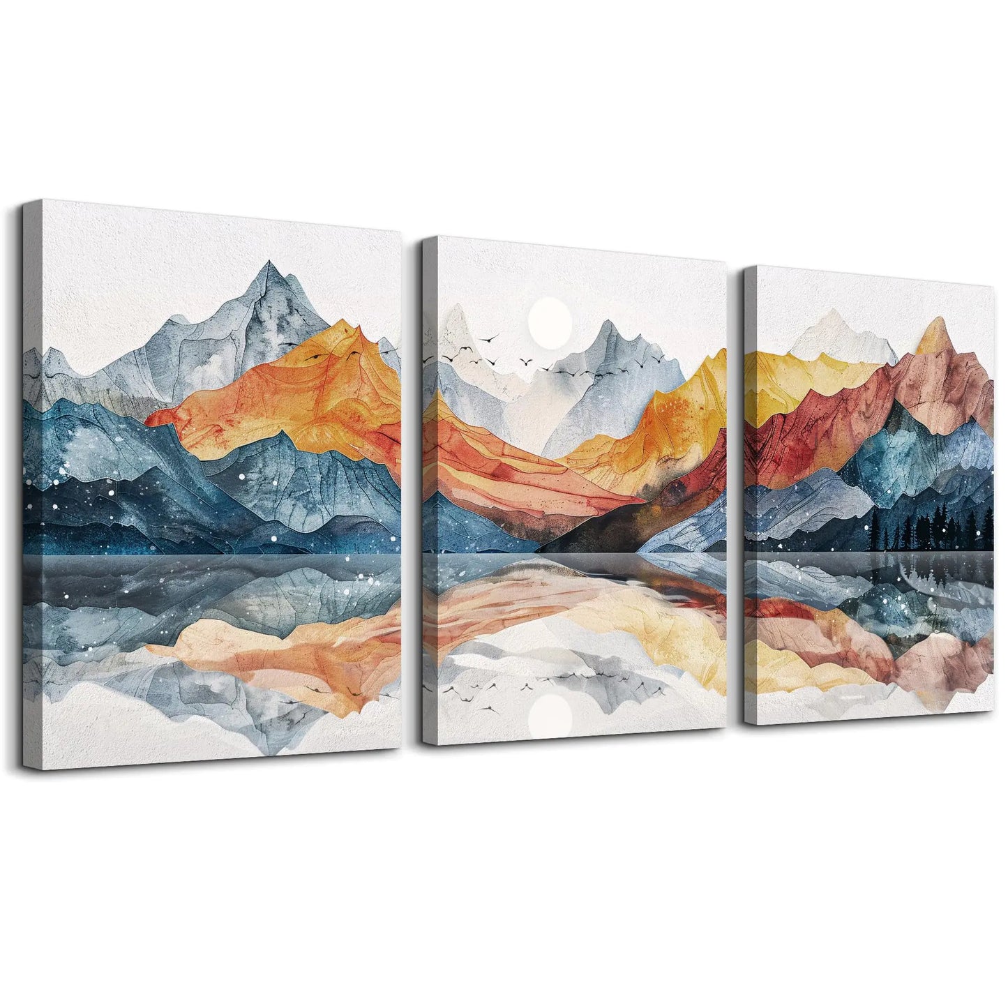 Large Wall Art for Bedroom Abstract Canvas Wall Decor for Living Room Office Decoration Wall Pictures Ink Mountain Landscapes Wall Paintings Artwork Modern Home Decor Hotel Mural 3 Piece