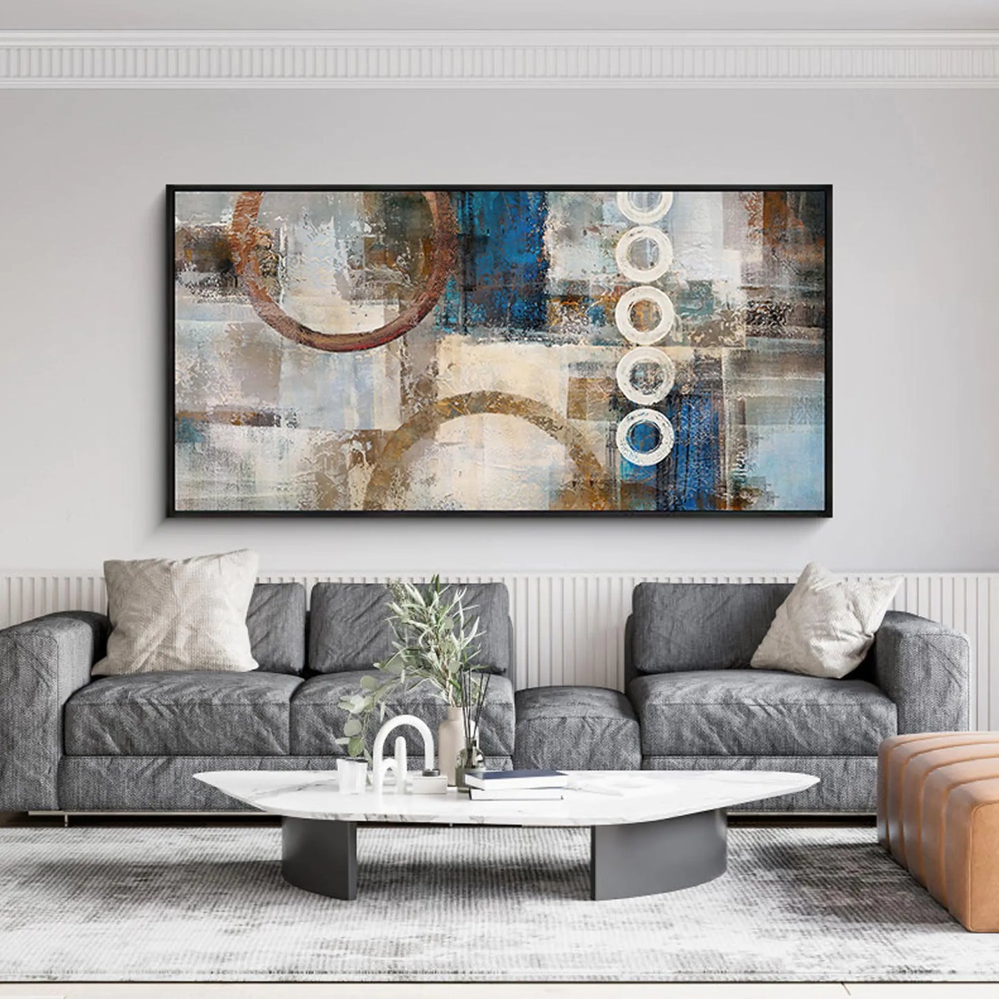 Large Black Frame Abstract Wall Art for Living Room - Canvas Painting Picture Artwork for Wall - Bedroom Wall Decor Living Room - Modern Office Wall Art 24x48