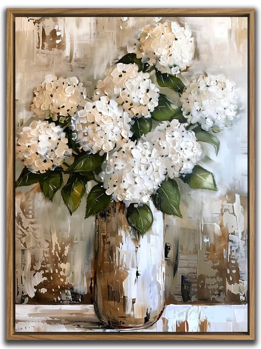 Bathroom Wall Art Hydranged Decor Flower Canvas Pictures Vintage Floral Painting for Bedroom Farmhouse Art Print for Dinning Room Living Room Home Office Decorations 12x16 Inches Solid Wood Frame
