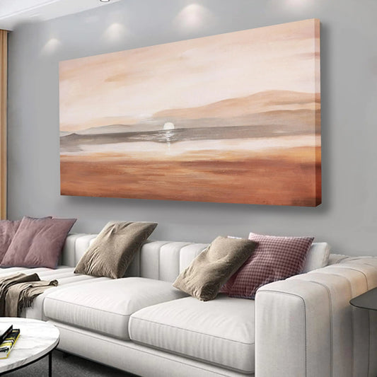 Abstract Wall Art Earth Tones Sunrise Nature Scenery Wall Decor Canvas Print Artwork for Living Room Bedroom Office Home Decor 24"x48"
