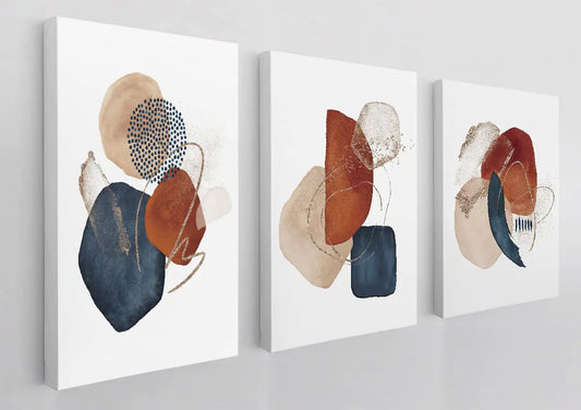 Abstract Minimalist Bohemian Colorful Geometry Shape Wall Art Canvas Farmhouse Boho Theme 11x14 Inch Prints(Set Of 3) Decor For Home Bedroom Living Room PorchGift For Housewarming