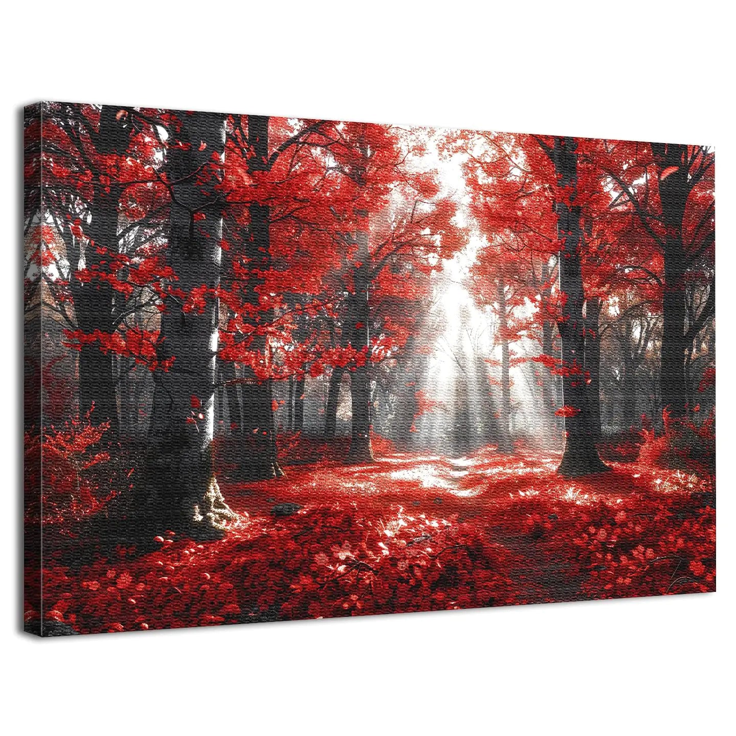Black Red Forest Canvas Wall Art Nature Scenic Picture Bathroom Bedroom Decor Mountain Trees Landscape Prints Painting Modern Artwork Living Room Natural Scenery Poster Office Home Decorations 12x16"